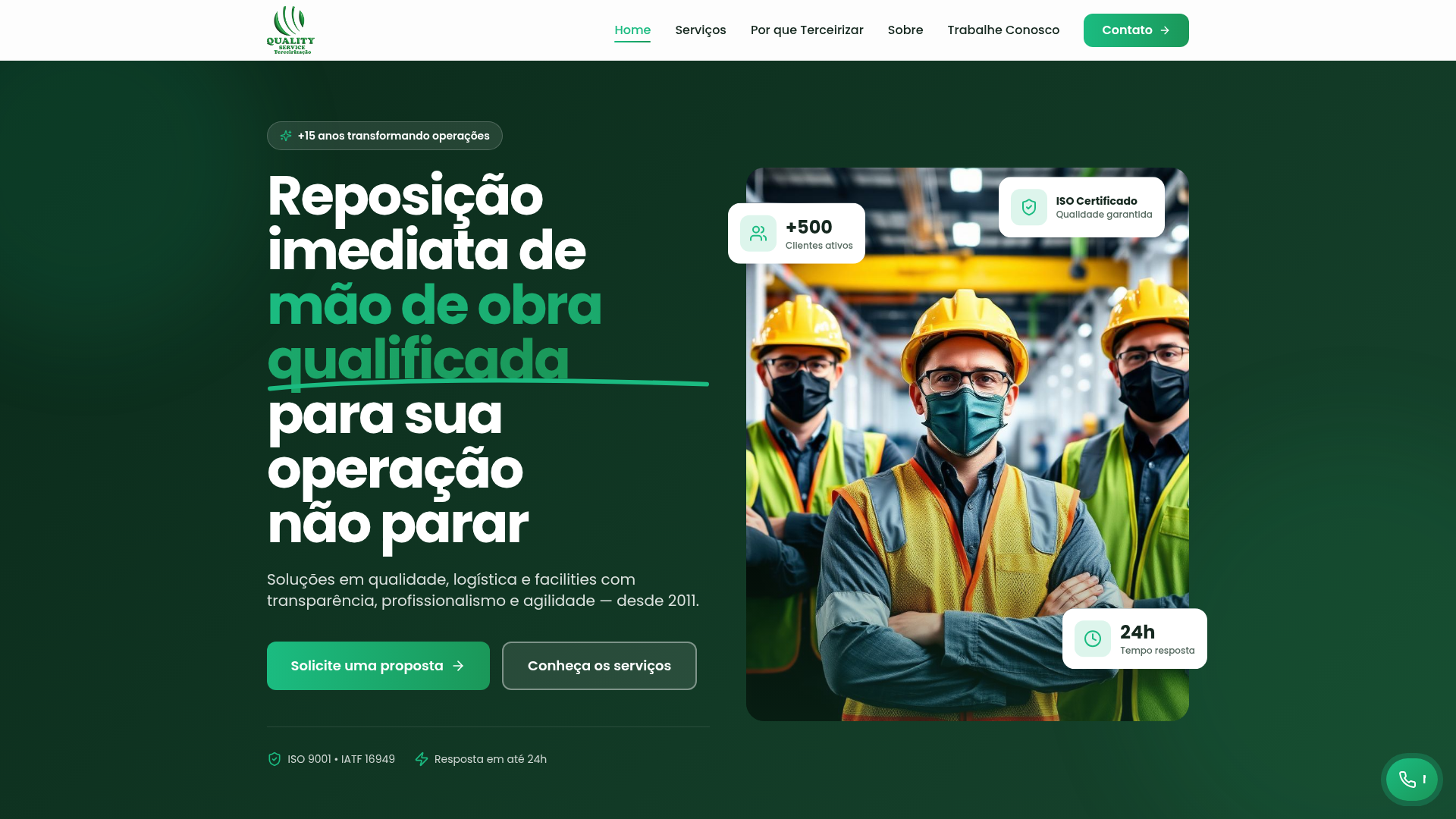 Prévia do site Quality Service