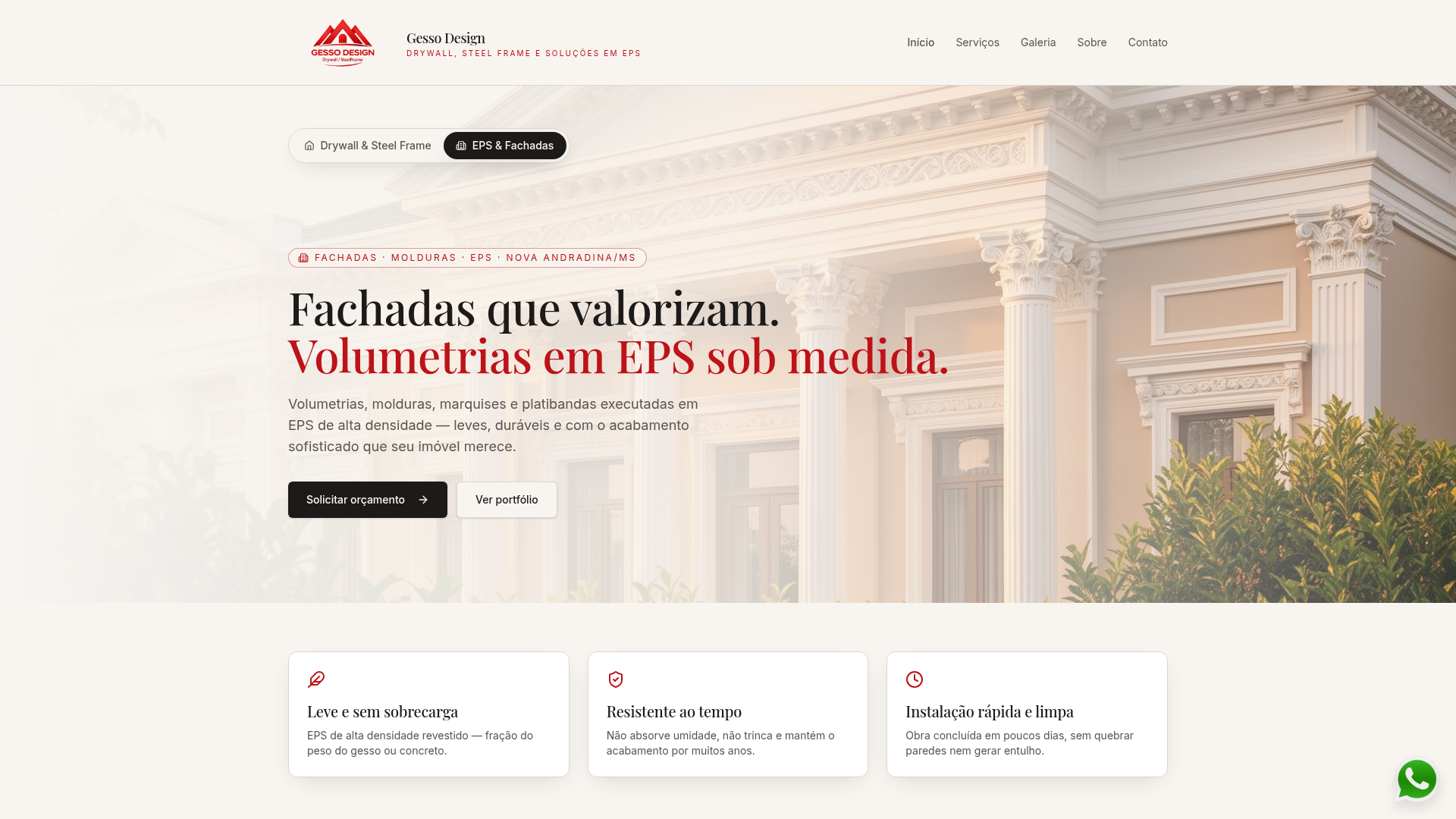 Prévia do site Gesso Design